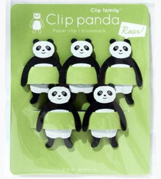 Papierklammer/Lesezeichen Panda, schwarz